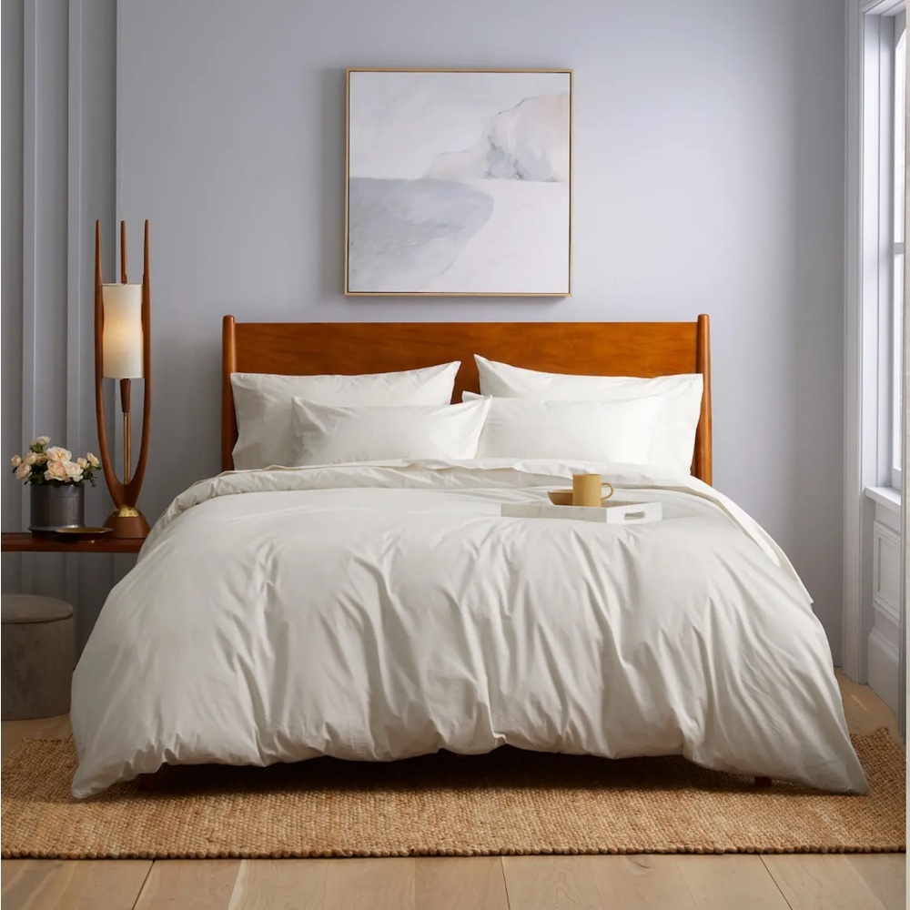 NWT QUINCE Classic Organic Percale Duvet Cover King/Cal King Sand